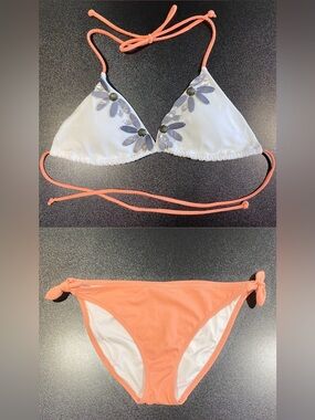 Victoria's Secret Embellished White Triangle Bikini & Matching Bottom